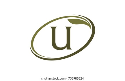 Swoosh Leaf Letter U