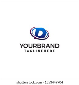 Swoosh Letter D technology logo concept template