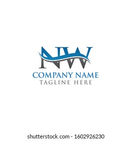 Swoosh Letter NW Logo Design Vector Template. NW Letter Logo Design