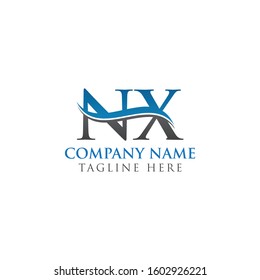 Swoosh Letter NX Logo Design Vector Template. NX Letter Logo Design