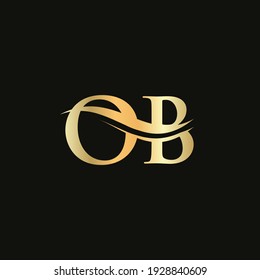 Swoosh Letter OB Logo Design for business and company identity. Water Wave OB Logo with modern trendy