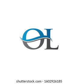 Swoosh Letter OL Logo Design Vector Template. OL Letter Logo Design