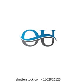 Swoosh Letter OU Logo Design Vector Template. OU Letter Logo Design