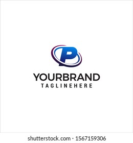 Swoosh Letter P technology logo concept template