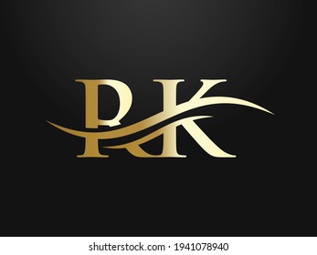 Swoosh Letter RK Logo Design for business and company identity. Water Wave RK Logo with modern trendy