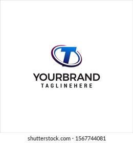 Swoosh Letter T technology logo concept template