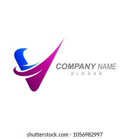 Swoosh Letter V Initial Logo Template