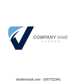 Swoosh Letter V Initial Logo Template