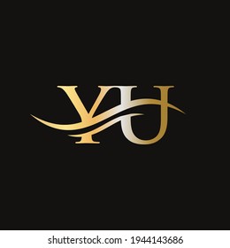 Swoosh Letter YU Logo Design for business and company identity. Water Wave YU Logo with modern trendy