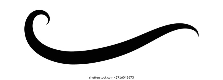 Swoosh line vector, underline swish, stroke swash swirl, lockiger handgezeichneter Text kalligraphischer Pinselschwanz, schwarzes Feuerwerk Symbolsatz. Abbildung in Folge 10.