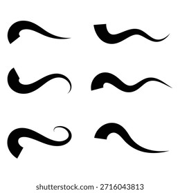 Swoosh vetor de linha, sublinhado swish, swash swirl traçado, desenho à mão encaracolada texto caligráfico pincel cauda, conjunto de ícone de fogos de artifício preto. ilustração em eps 10.
