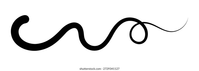 Swoosh line vector, underline swish, stroke swash swirl, curly hand drawn text calligraphic brush tail, black fireworks icon set isolated on white background. doodle decorative illustration in eps 10.