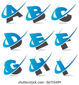 Swoosh Logo Alphabet Set 1