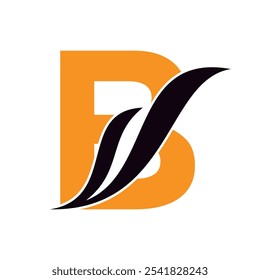 Swoosh Logo combine with letter B vector template