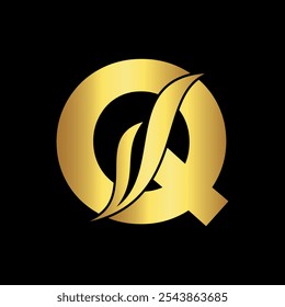 Swoosh Logo combine with letter Q vector template