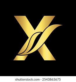 Swoosh Logo combine with letter X vector template
