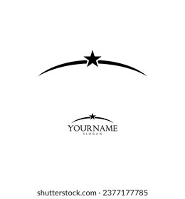 swoosh logo with star design vector