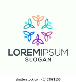 Swoosh People Logo Vector Template set color