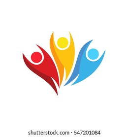 Swoosh people, Sport, Team, Connection concept logo