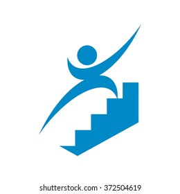 swoosh people with stairs. logo vector.