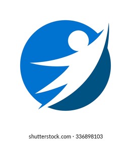 swoosh person symbol for fitness logo. logo vector.