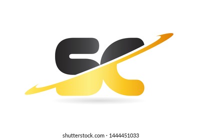 swoosh SC S C yellow black alphabet letter combination suitable as a logo icon design for a company or business