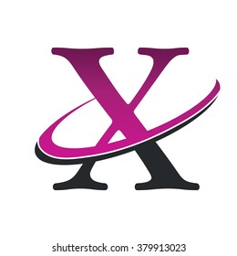 Swoosh Serif Alphabet logo icon letter X