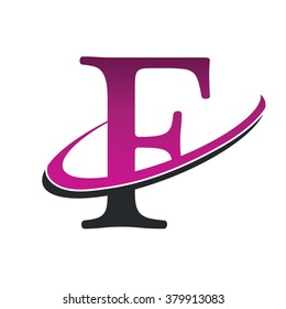 Swoosh Serif Alphabet logo icon letter F