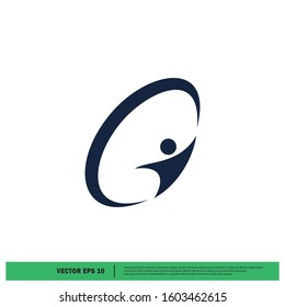 swoosh shape human figure company. logo template design element.