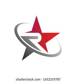Swoosh star R colorful vector logo illustration