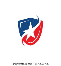swoosh star with shield logo