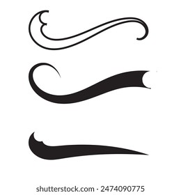 Swoosh and swash tails line and flat collection. Swooshes text tail for baseball design.