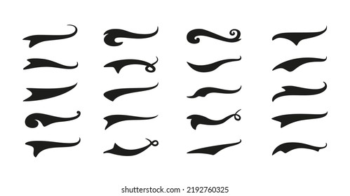 Swoosh and swash tails vector design for typography decoration or baseball underline logo