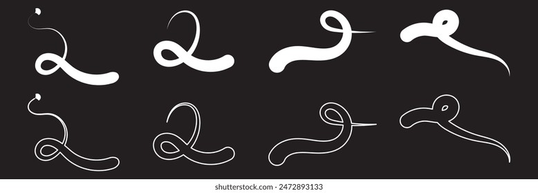 Swoosh, swash underline stroke set. Hand drawn swirl swoosh underline calligraphic element. Vector illustration.