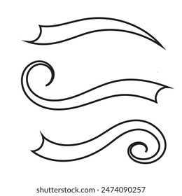 Swoosh, swash underline stroke set. Hand drawn Line Art Swirl swoosh underline calligraphic element. Vector illustration