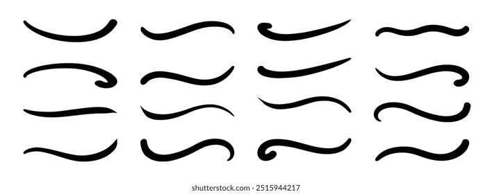 Swoosh swash underline stroke set Hand drawn swirl swoosh underline calligraphic element