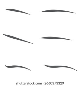 Conjunto de trazo de subrayado de swoosh, swash. Elemento caligráfico de subrayado swoosh dibujado a mano. Ilustración vectorial. Diseño de Variedad. Eps10