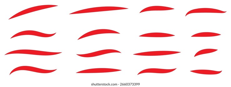 Conjunto de trazo de subrayado de swoosh, swash. Elemento caligráfico de subrayado swoosh dibujado a mano. Ilustración vectorial. Las letras de línea de trazo de Vector subrayan la colección en EPS 10.