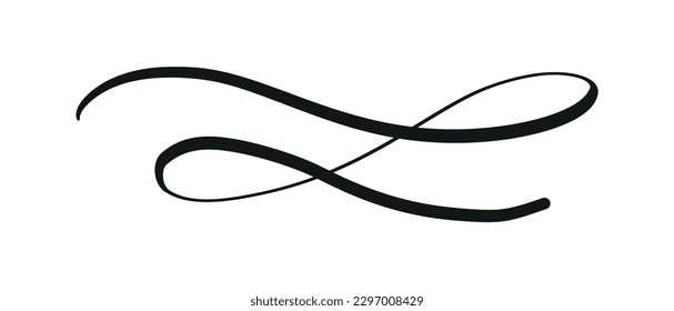 Swoosh, swash underline stroke set.Abstract wavy thin line. Squiggle elements. Vector isolated illustration