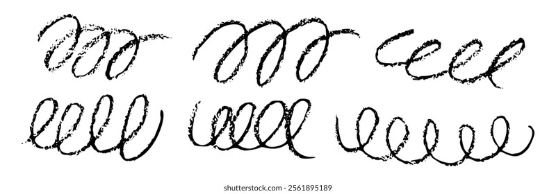 Swoosh, swash underline stroke set.Abstract wavy thin line. Squiggle elements. Vector isolated illustration