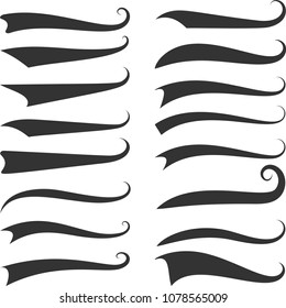 Swoosh And Swash Vector Set. Font Tail For Baseball Sport Logo Design. Swoosh, Swash, Swish, Swirl Vector Element