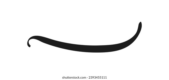 Swoosh and swoops underline typography tail shape. Brush drawn thick curved smear. Hand drawn curly swish, swash, squiggle, twiddle. Vector calligraphy doodle swirl. Vector Underlined icon