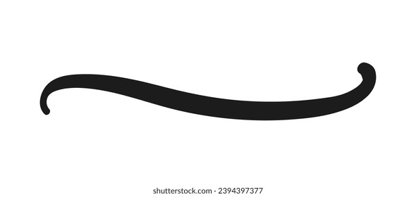 Swoosh and swoops underline typography tail shape. Brush drawn thick curved smear. Hand drawn curly swish, swash, squiggle, twiddle. Vector calligraphy doodle swirl. Vector Underlined icon