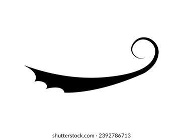Swoosh Typografie Text Tail Form. Kalligrafische Dekoration wünscht ein Symbol. Retro-Unterstreichung, schwarzer Strich oder Ornament-Design, Vektorgrafik