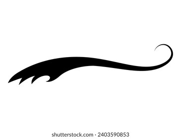 Swoosh typography text tail shape. Calligraphic decoration swish symbol. Retro underline, black stroke or ornament design vector illustration