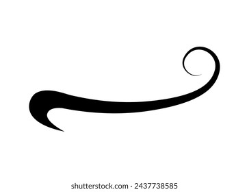 Swoosh typography text tail shape. Calligraphic decoration swish symbol. Retro underline, black stroke or ornament design vector illustration