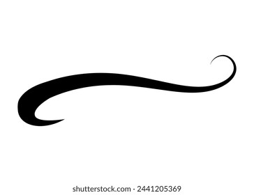 Swoosh typography text tail shape. Calligraphic decoration swish symbol. Retro underline, black stroke or ornament design vector illustration