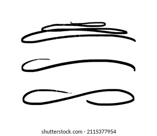 Swoosh underline squiggly. Decorative text underlining. Figure eight underline curves. Vector illustration of line lettering isolated on white background.