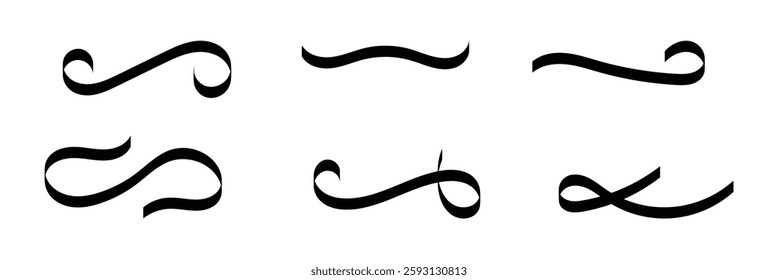 Swoosh vector. Hand drawn swoosh elements, and swoop underline typography tails shape in flat styles. Set of ribbons. Design concept element collection in eps 10.