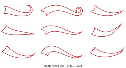 Swoosh Vector, icono. Ondas rojas swoosh logo Plantilla. elemento swoosh. Ilustración vectorial EPS 10